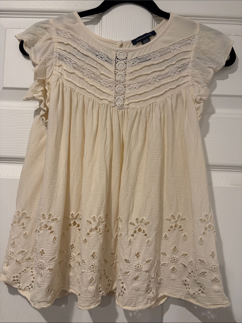 American Eagle Outfitters Cream Eyelet & Lace Girls' Dress